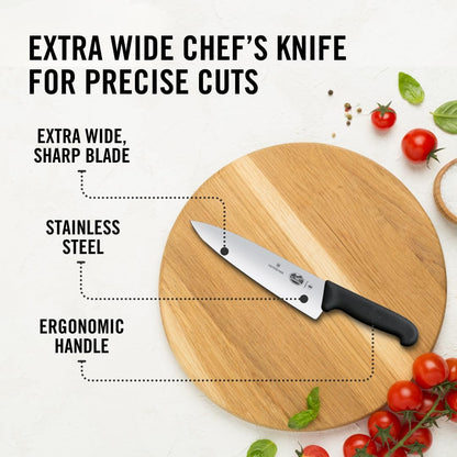 Fibrox Pro 8 Inch Chef’s Knife, Dishwasher Safe, Black | Ergonomic TPE non-slip handle for professional chopping, slicing, and dicing. Swiss made, dishwasher safe kitchen tool