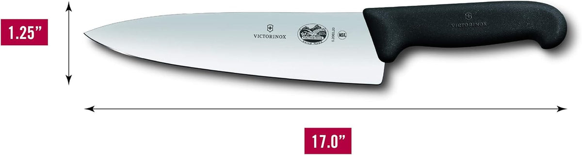 Fibrox Pro 8 Inch Chef’s Knife, Dishwasher Safe, Black | Ergonomic TPE non-slip handle for professional chopping, slicing, and dicing. Swiss made, dishwasher safe kitchen tool