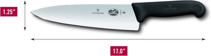 Fibrox Pro 8 Inch Chef’s Knife, Dishwasher Safe, Black | Ergonomic TPE non-slip handle for professional chopping, slicing, and dicing. Swiss made, dishwasher safe kitchen tool