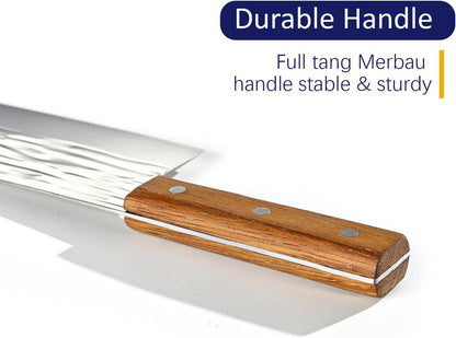 Meat Knife 7 Inch - High Carbon Steel Ultra Sharp Forged Chinese Cleaver, Lightweight Vegetable Knife with Mirror Finish Blade, Ergonomic Merbau Handle & Gift Box