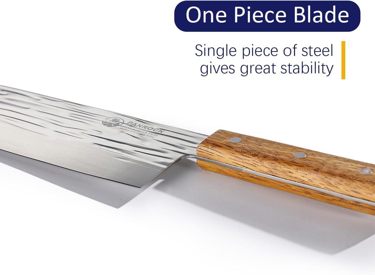 Meat Knife 7 Inch - High Carbon Steel Ultra Sharp Forged Chinese Cleaver, Lightweight Vegetable Knife with Mirror Finish Blade, Ergonomic Merbau Handle & Gift Box