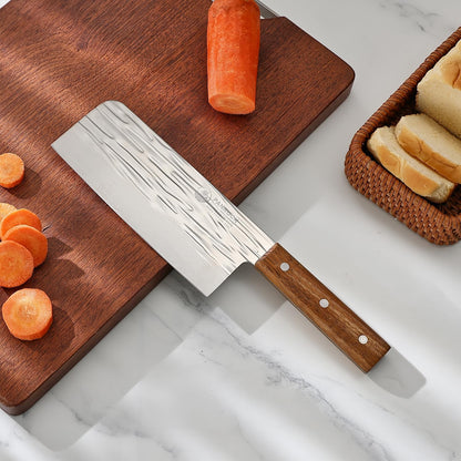 Meat Knife 7 Inch - High Carbon Steel Ultra Sharp Forged Chinese Cleaver, Lightweight Vegetable Knife with Mirror Finish Blade, Ergonomic Merbau Handle & Gift Box