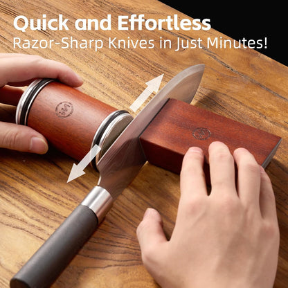 Premium Rolling Knife Sharpener Kit - Magnetic Manual Knife Sharpener with Diamond & Ceramic Discs, Two Extra Discs，Japanese whetstone，15° & 20° Angle Guides,Gift for Chefs & Home Cooks