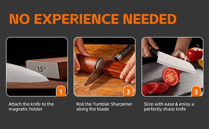 Premium Rolling Knife Sharpener Kit - Magnetic Manual Knife Sharpener with Diamond & Ceramic Discs, Two Extra Discs，Japanese whetstone，15° & 20° Angle Guides,Gift for Chefs & Home Cooks