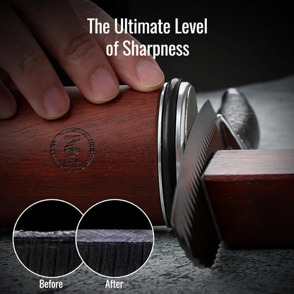 Premium Rolling Knife Sharpener Kit - Magnetic Manual Knife Sharpener with Diamond & Ceramic Discs, Two Extra Discs，Japanese whetstone，15° & 20° Angle Guides,Gift for Chefs & Home Cooks
