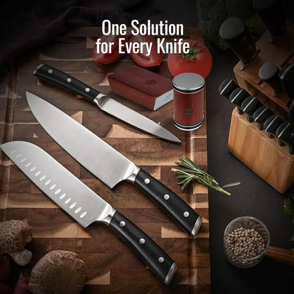 Premium Rolling Knife Sharpener Kit - Magnetic Manual Knife Sharpener with Diamond & Ceramic Discs, Two Extra Discs，Japanese whetstone，15° & 20° Angle Guides,Gift for Chefs & Home Cooks