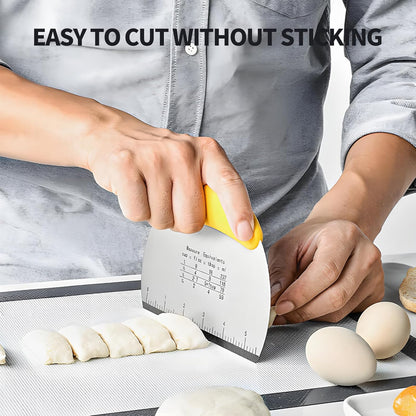 2pcs Semicircular Bench Scraper Cutter,Pastry Scraper with Non-Slip Ergonomic Handle,Stainless Steel Dough Cutter for Baking and Cooking