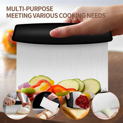 2pcs Semicircular Bench Scraper Cutter,Pastry Scraper with Non-Slip Ergonomic Handle,Stainless Steel Dough Cutter for Baking and Cooking