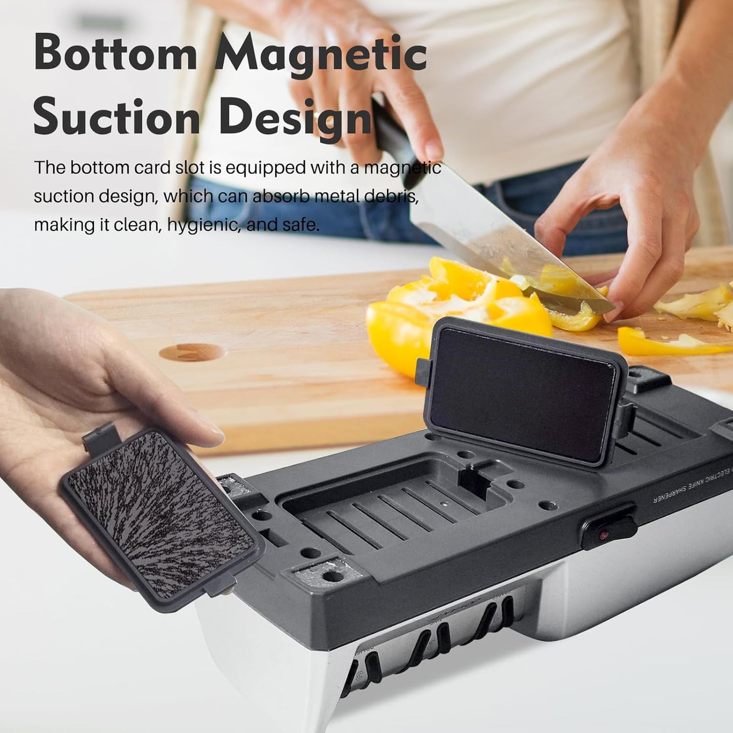 15° Electric Knife Sharpener for Kitchen Knives with 3-step Sharpening System and Diamond Abrasives Suitable for most Metal Ceramic Knives