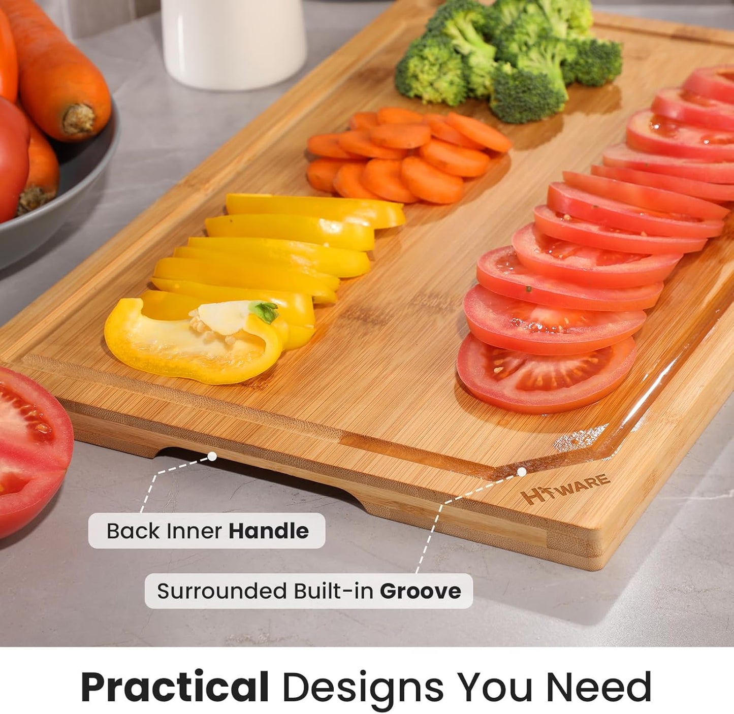 Extra Large 18" x 12" Bamboo Cutting Board for Kitchen, Heavy Duty Wood Cutting Board with Juice Groove, 100% Organic Bamboo, Pre Oiled