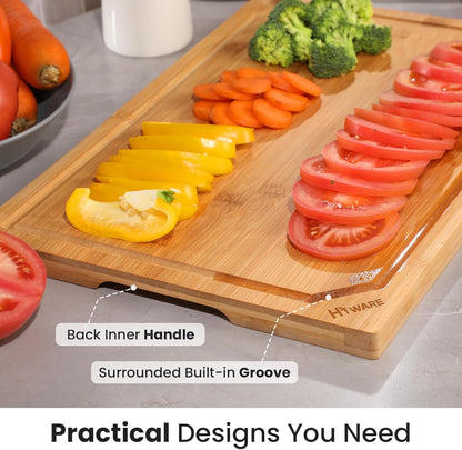 Extra Large 18" x 12" Bamboo Cutting Board for Kitchen, Heavy Duty Wood Cutting Board with Juice Groove, 100% Organic Bamboo, Pre Oiled