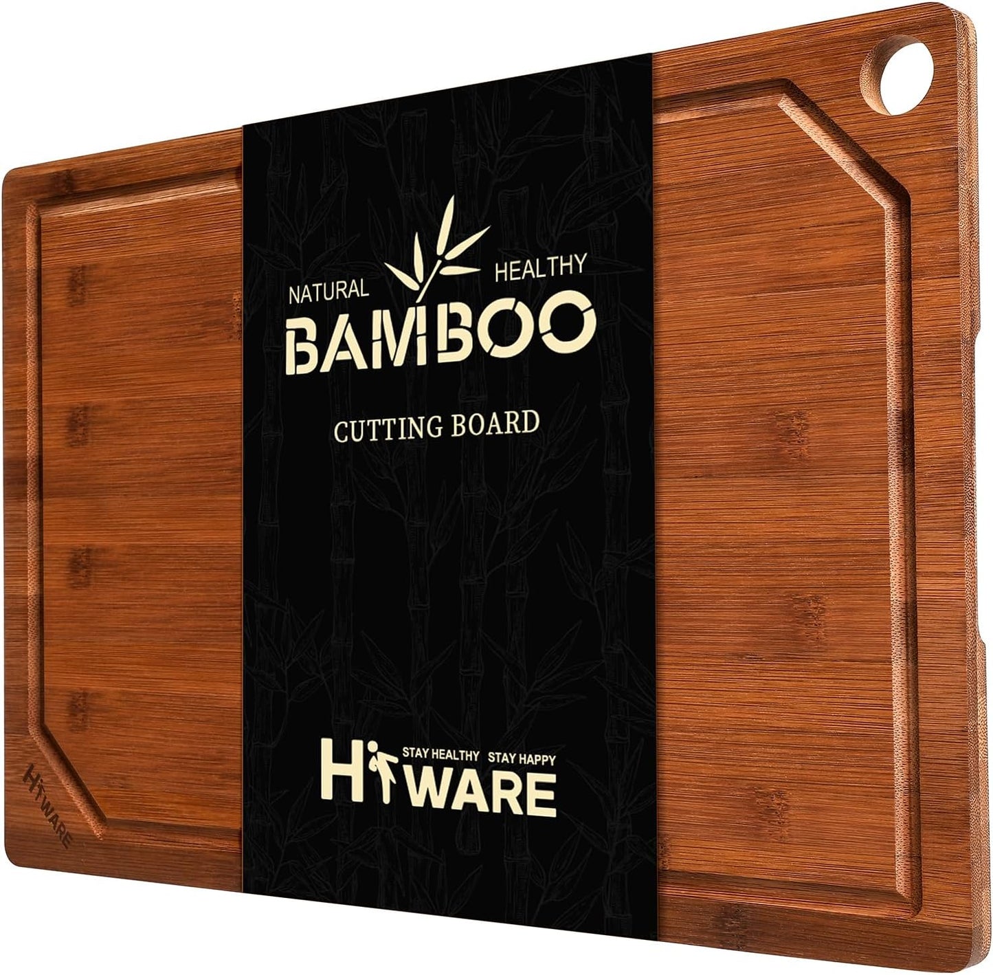 Extra Large 18" x 12" Bamboo Cutting Board for Kitchen, Heavy Duty Wood Cutting Board with Juice Groove, 100% Organic Bamboo, Pre Oiled