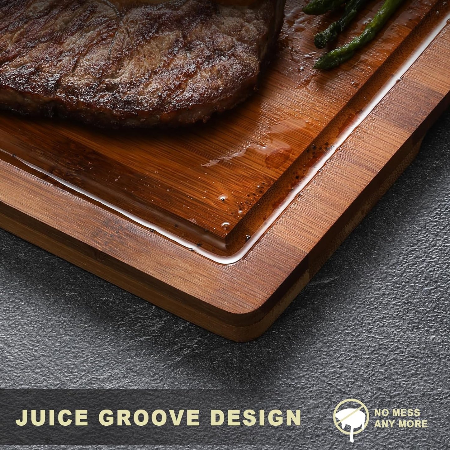 Extra Large 18" x 12" Bamboo Cutting Board for Kitchen, Heavy Duty Wood Cutting Board with Juice Groove, 100% Organic Bamboo, Pre Oiled