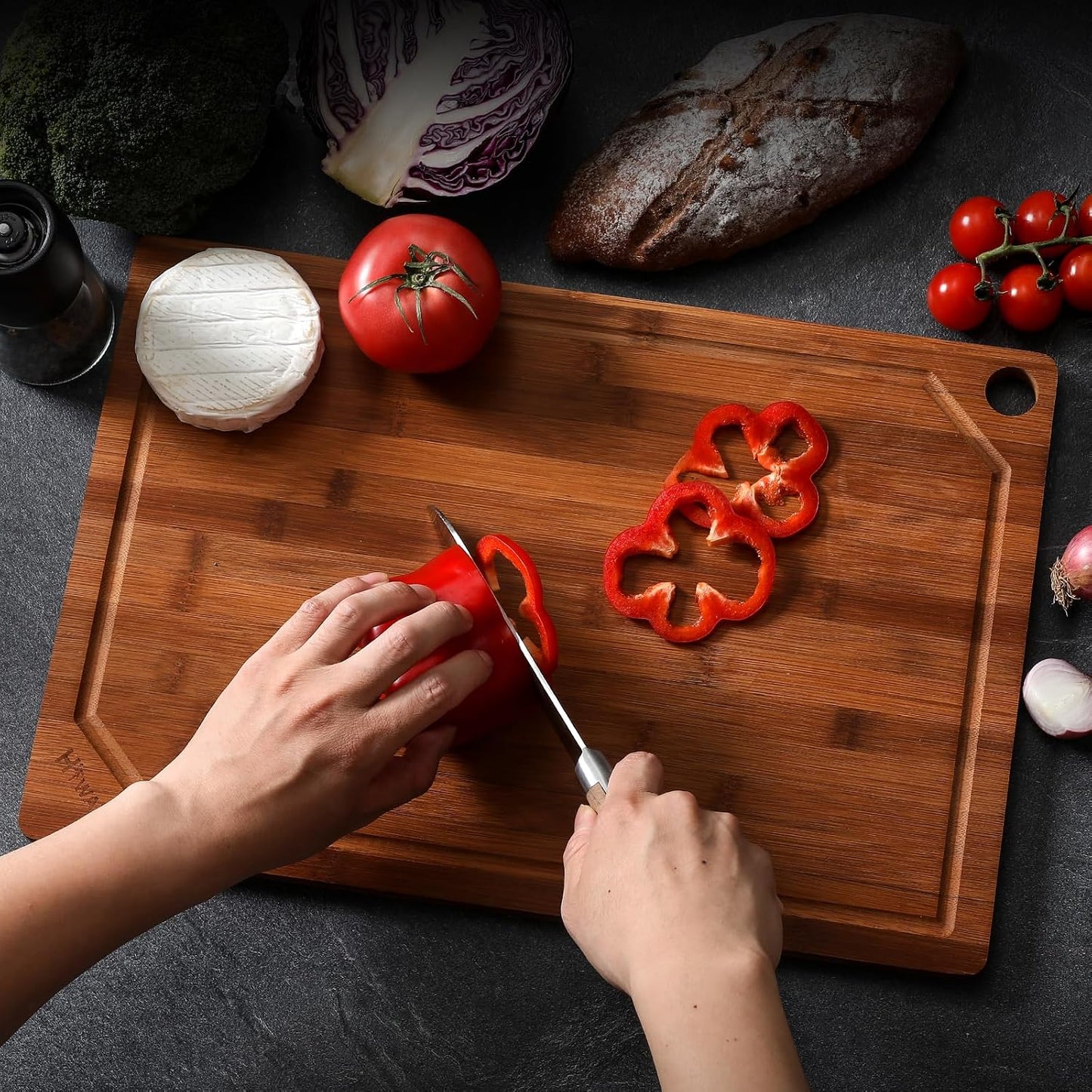 Extra Large 18" x 12" Bamboo Cutting Board for Kitchen, Heavy Duty Wood Cutting Board with Juice Groove, 100% Organic Bamboo, Pre Oiled