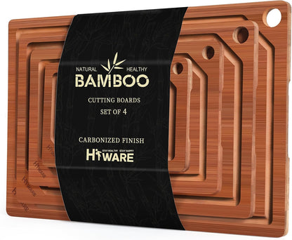 Extra Large 18" x 12" Bamboo Cutting Board for Kitchen, Heavy Duty Wood Cutting Board with Juice Groove, 100% Organic Bamboo, Pre Oiled