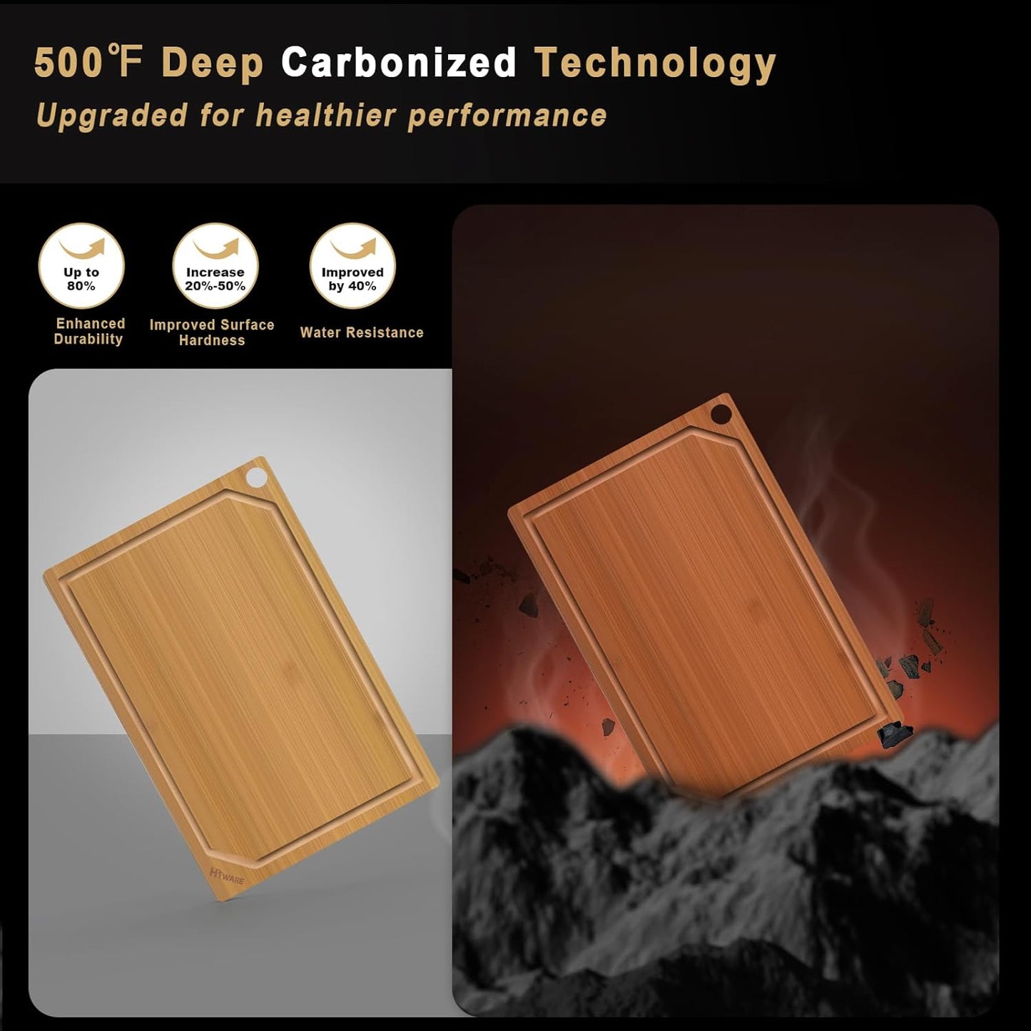 Extra Large 18" x 12" Bamboo Cutting Board for Kitchen, Heavy Duty Wood Cutting Board with Juice Groove, 100% Organic Bamboo, Pre Oiled