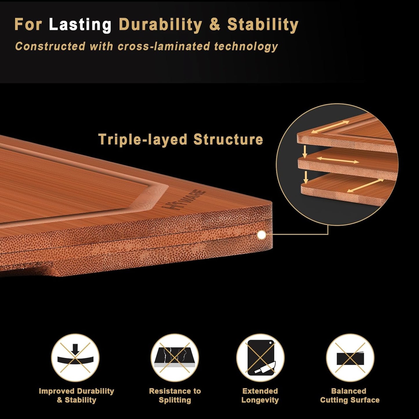 Extra Large 18" x 12" Bamboo Cutting Board for Kitchen, Heavy Duty Wood Cutting Board with Juice Groove, 100% Organic Bamboo, Pre Oiled