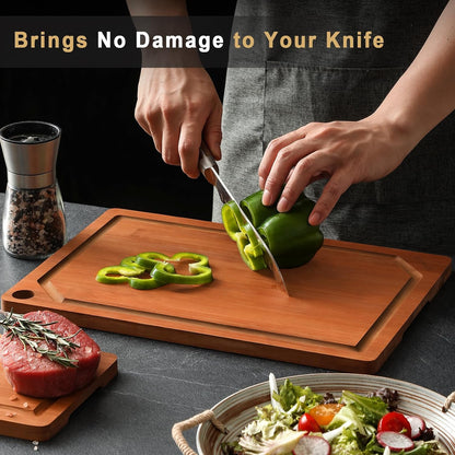 Extra Large 18" x 12" Bamboo Cutting Board for Kitchen, Heavy Duty Wood Cutting Board with Juice Groove, 100% Organic Bamboo, Pre Oiled
