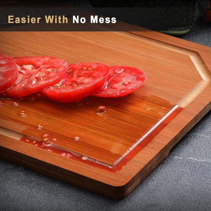 Extra Large 18" x 12" Bamboo Cutting Board for Kitchen, Heavy Duty Wood Cutting Board with Juice Groove, 100% Organic Bamboo, Pre Oiled