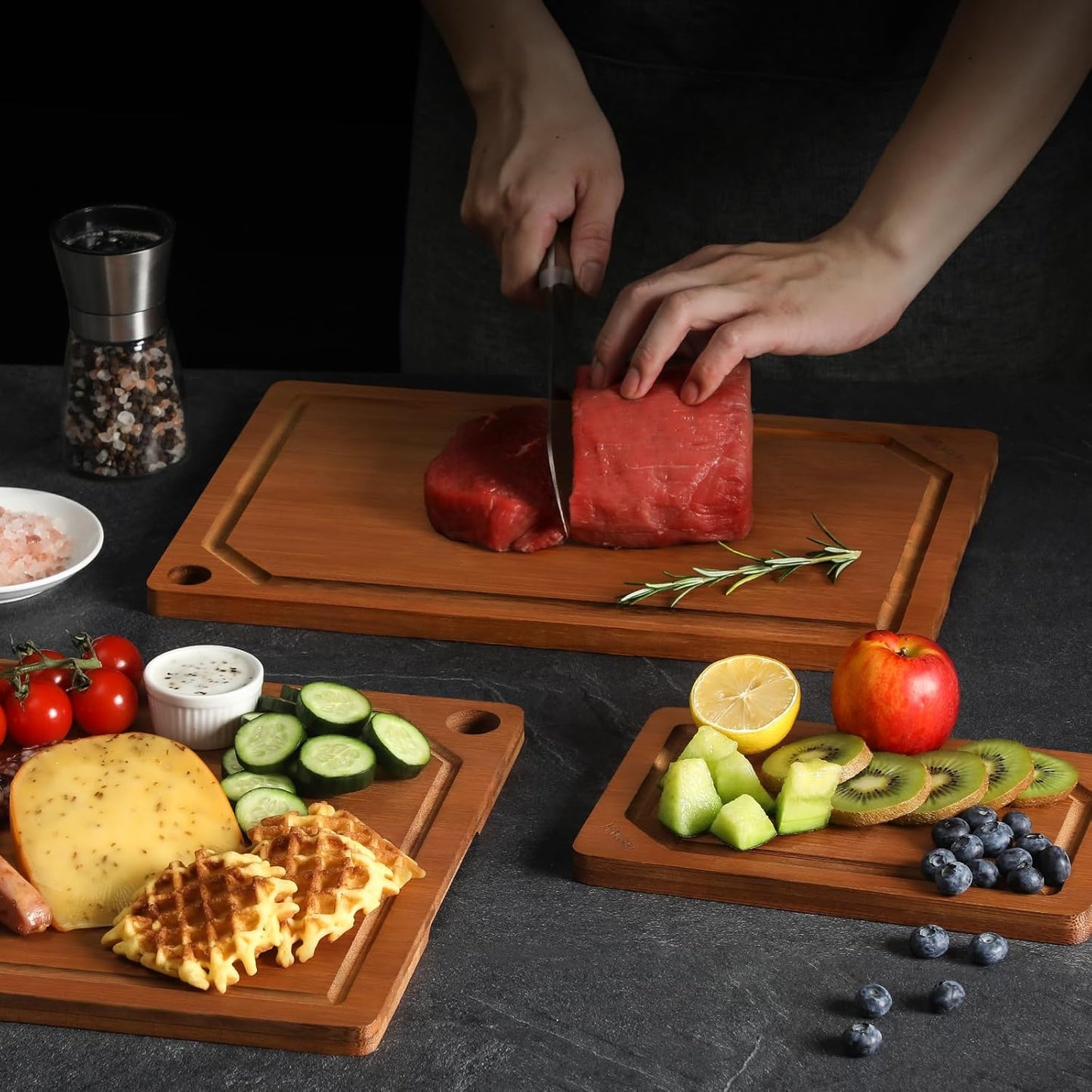 Extra Large 18" x 12" Bamboo Cutting Board for Kitchen, Heavy Duty Wood Cutting Board with Juice Groove, 100% Organic Bamboo, Pre Oiled