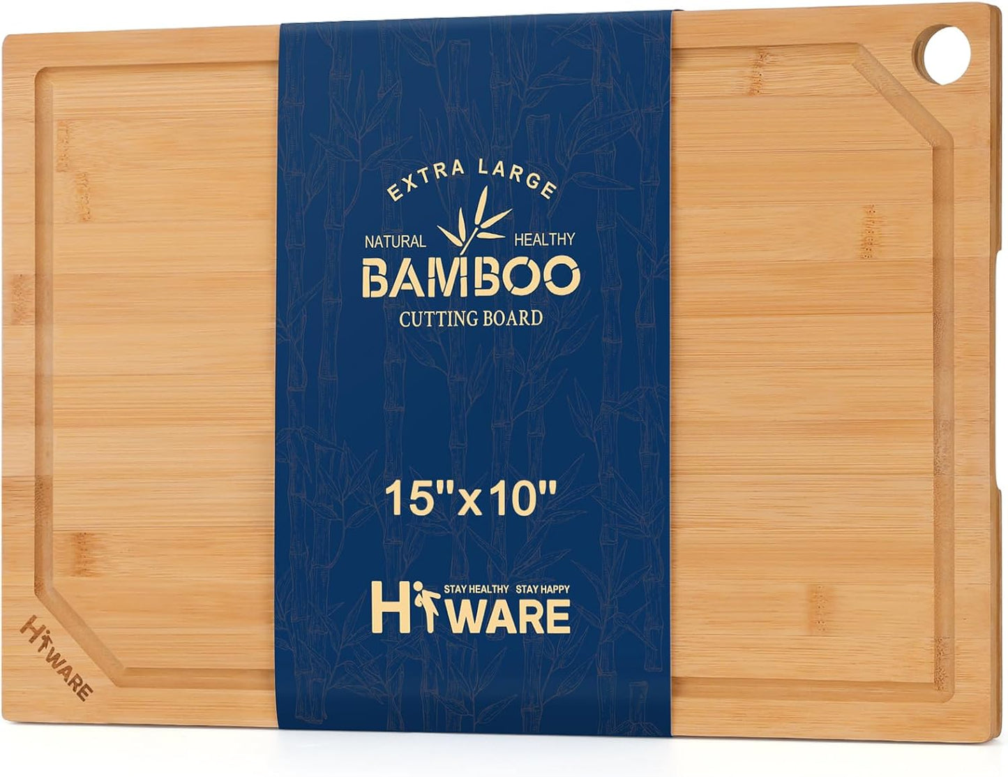 Extra Large 18" x 12" Bamboo Cutting Board for Kitchen, Heavy Duty Wood Cutting Board with Juice Groove, 100% Organic Bamboo, Pre Oiled