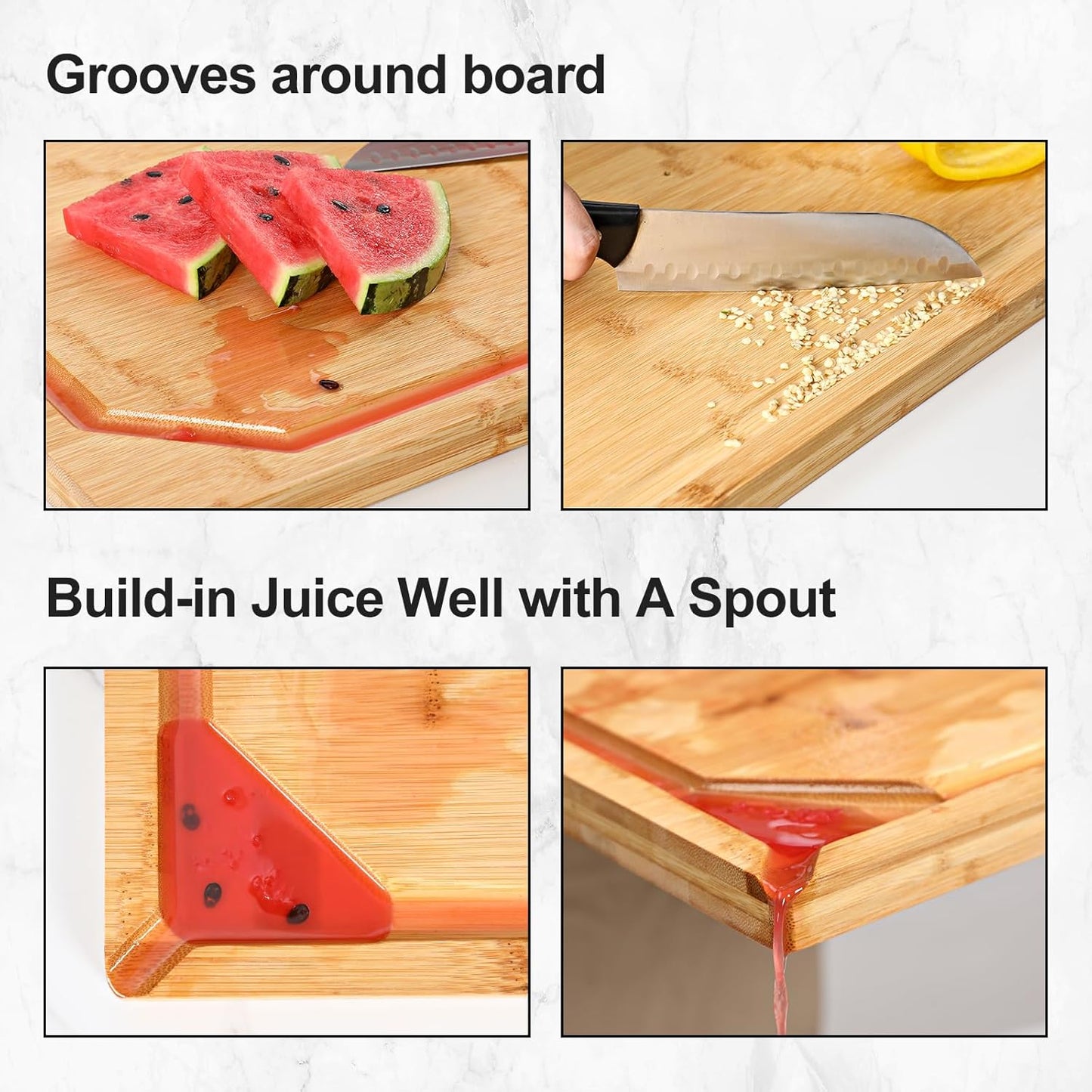 Extra Large 18" x 12" Bamboo Cutting Board for Kitchen, Heavy Duty Wood Cutting Board with Juice Groove, 100% Organic Bamboo, Pre Oiled