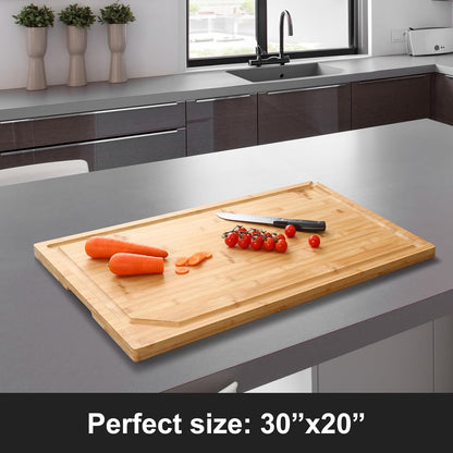 Extra Large 18" x 12" Bamboo Cutting Board for Kitchen, Heavy Duty Wood Cutting Board with Juice Groove, 100% Organic Bamboo, Pre Oiled