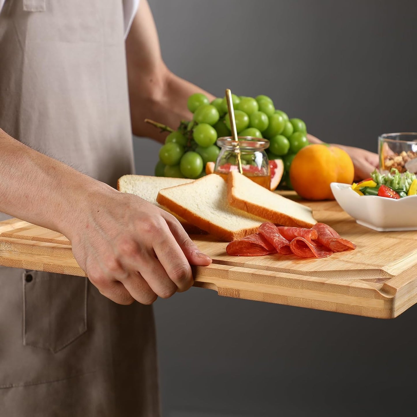 Extra Large 18" x 12" Bamboo Cutting Board for Kitchen, Heavy Duty Wood Cutting Board with Juice Groove, 100% Organic Bamboo, Pre Oiled