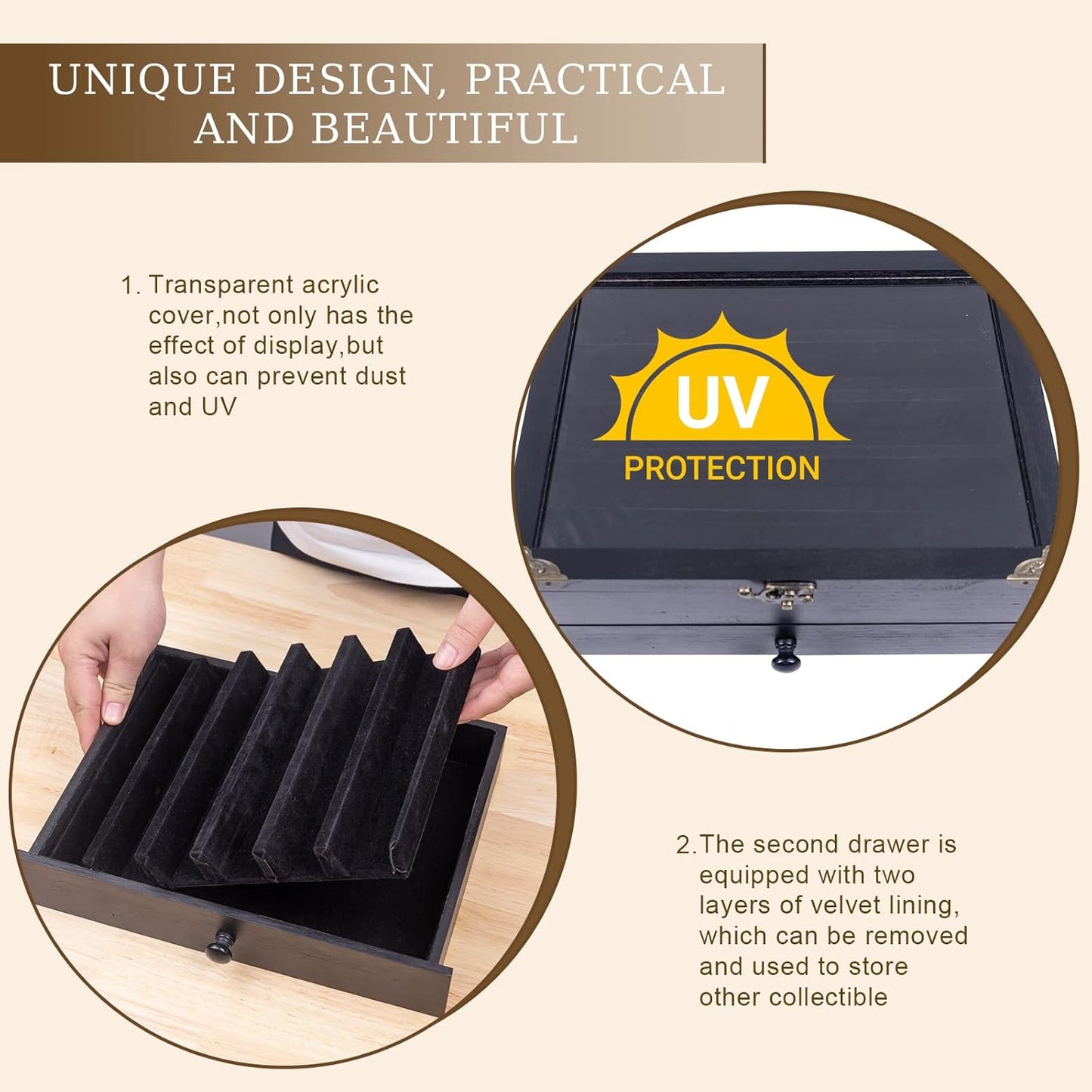 Knife Display Case,Pocket Knife Display Case with 2 Layers holds 24 folding knives,Knife Cases for Collections with Acrylic Cover,Suitable for Military Folding Knives,Twin Knives,Velvet Knives