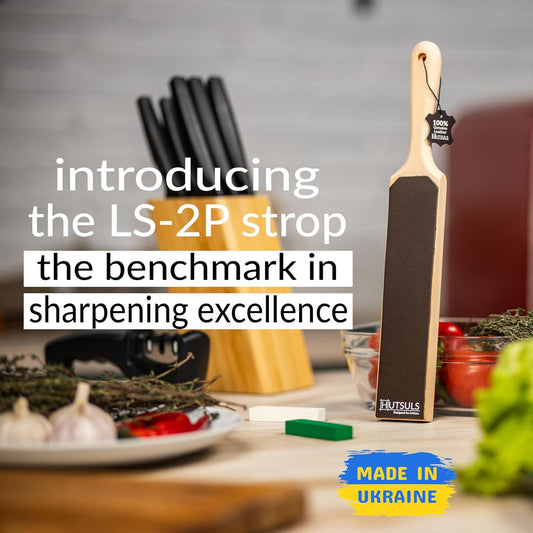Leather Strop for Knife Sharpening - Top-Tier Double Sided Knife Stropping Kit with White & Green Paddle Strop Compound, Easy to Use Sharpener Leather Knife Strop Kit for Razor Sharp Edges