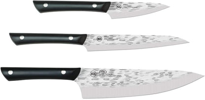 PRO 3 Piece Starter Set | Includes 8" Chef, 3.5" Paring & 6" Utility Knife, Japanese AUS6M Stainless Steel Blades, Full-Tang POM Handle, NSF Certified