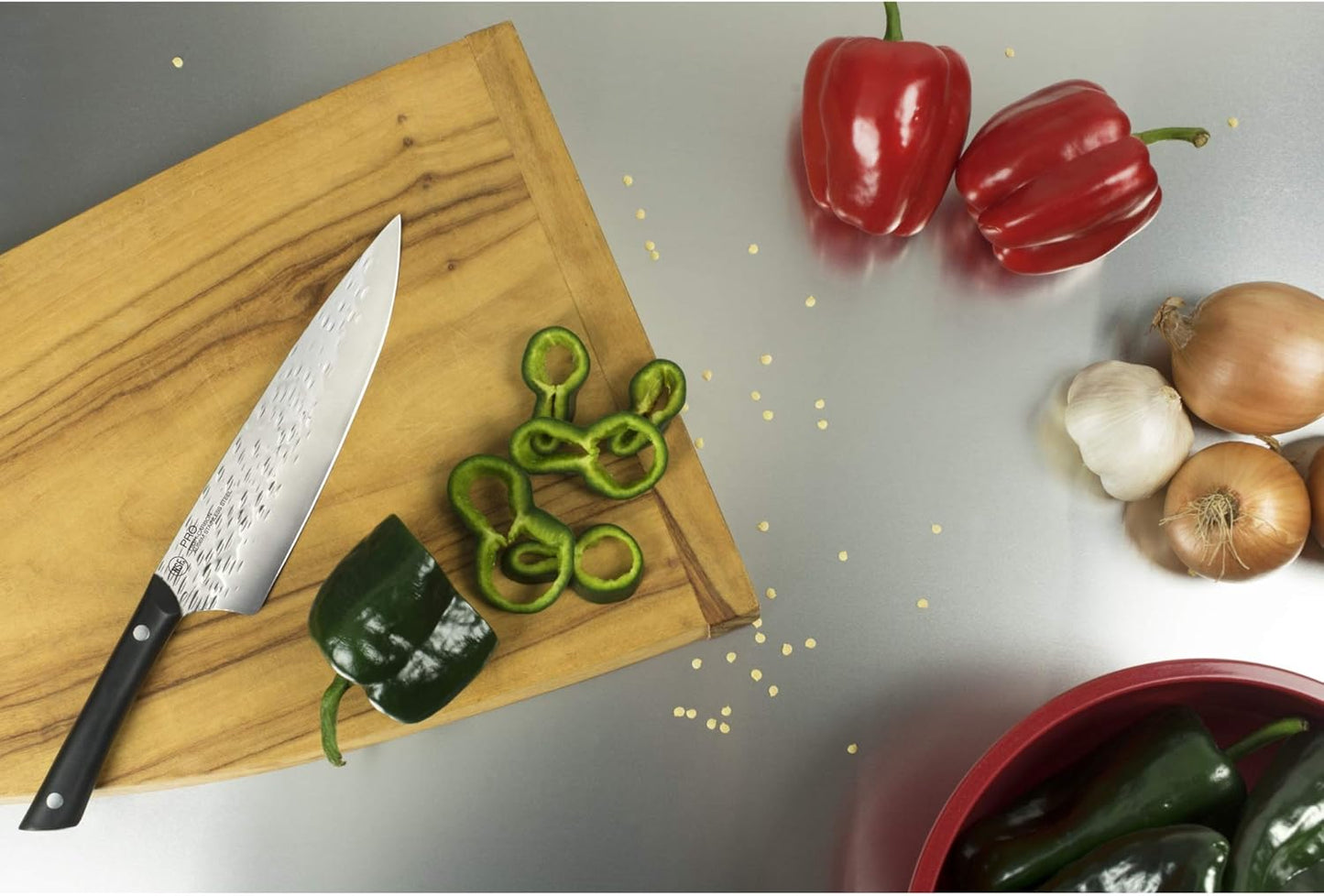 PRO 3 Piece Starter Set | Includes 8" Chef, 3.5" Paring & 6" Utility Knife, Japanese AUS6M Stainless Steel Blades, Full-Tang POM Handle, NSF Certified