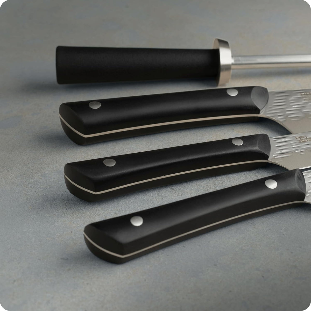 PRO 3 Piece Starter Set | Includes 8" Chef, 3.5" Paring & 6" Utility Knife, Japanese AUS6M Stainless Steel Blades, Full-Tang POM Handle, NSF Certified