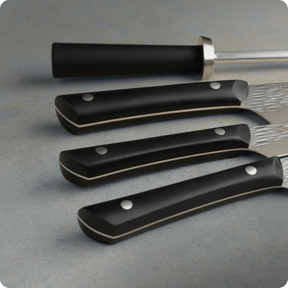 PRO 3 Piece Starter Set | Includes 8" Chef, 3.5" Paring & 6" Utility Knife, Japanese AUS6M Stainless Steel Blades, Full-Tang POM Handle, NSF Certified