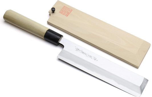 Yoshihiro Shiroko High Carbon Steel Kasumi Edo Usuba Vegetable Japanese Chef's Knife (7'' (180mm), Magnolia Handle)