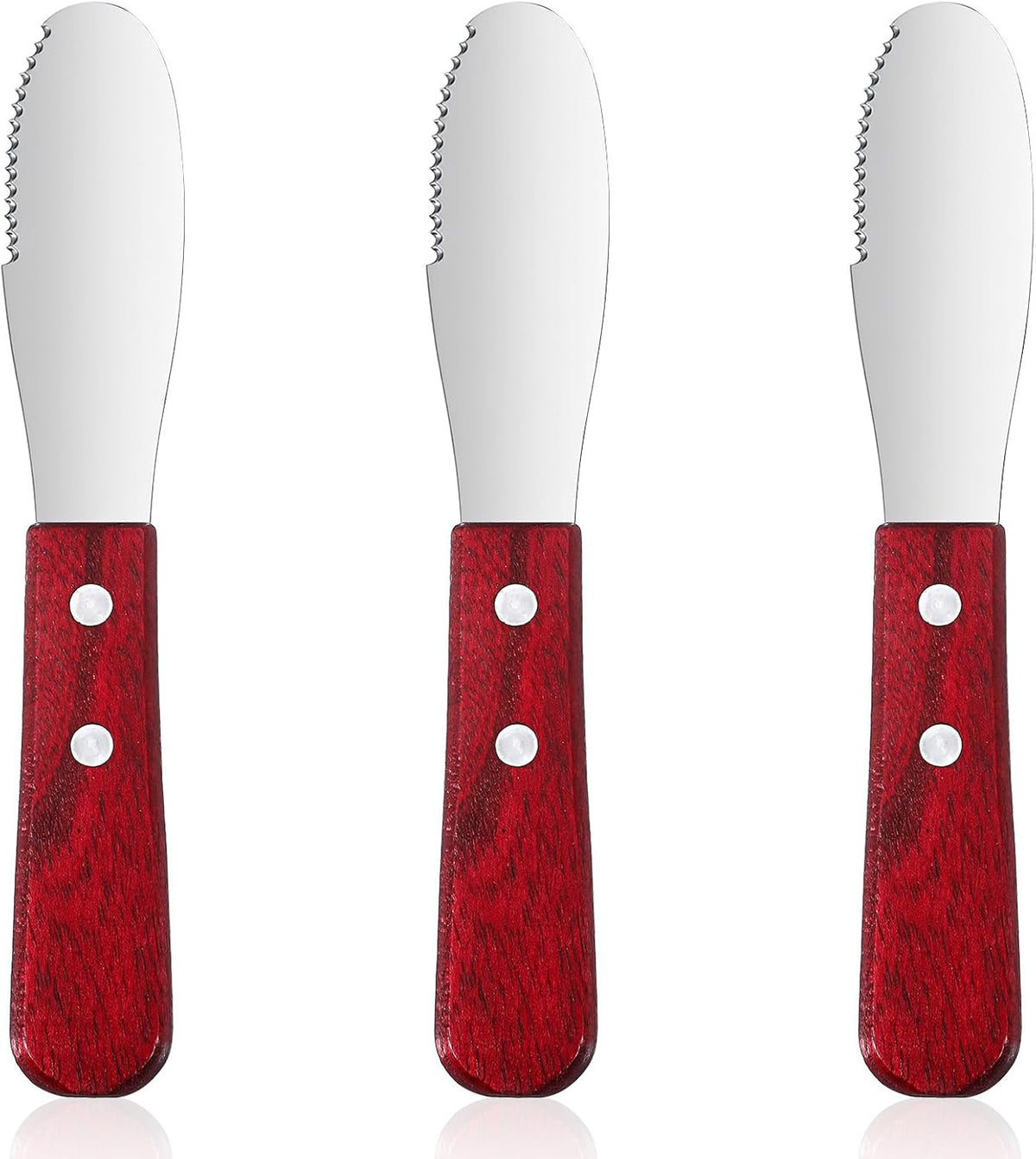 3 Pcs Butter Spreader Knives Stainless Steel Straight Edge Wide Butter Spreaders with Wood Handle for Sandwich Cream Condiment Knives Set Kitchen Tools Cooking Utensil Event Guest Serving