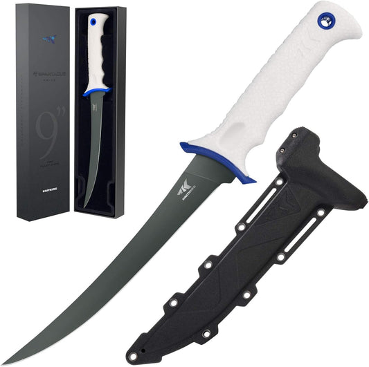 Spartacus Fillet Knife, Razor Sharp 8Cr14 Stainless-Steel Blade, Boning and Food Prep Knives, Durable/Comfortable Handles, Protective Sheath, Perfect for Fresh or Saltwater
