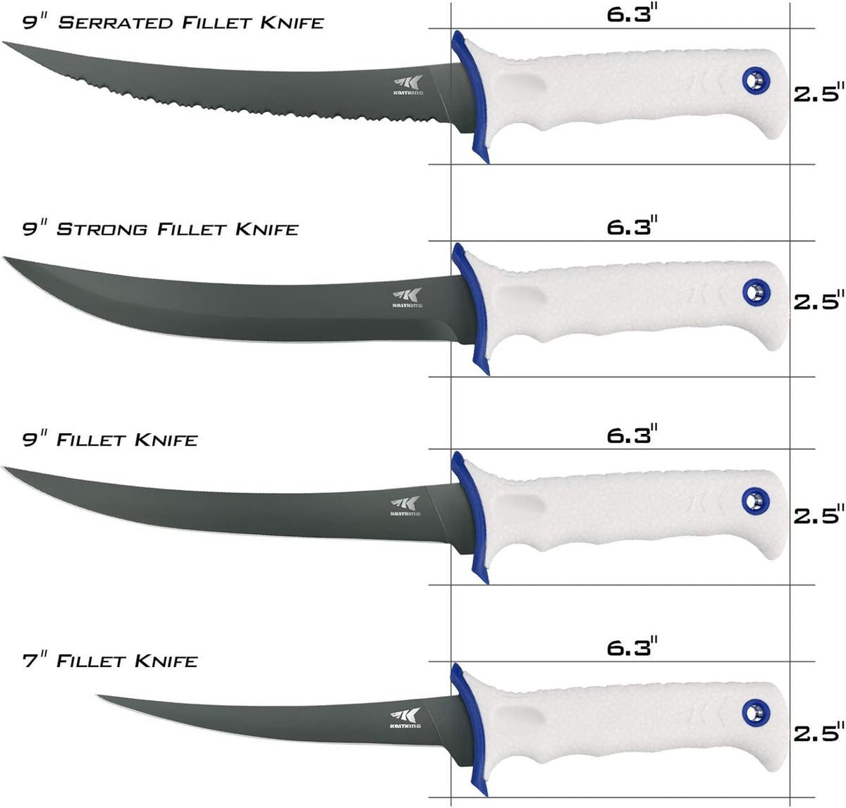 Spartacus Fillet Knife, Razor Sharp 8Cr14 Stainless-Steel Blade, Boning and Food Prep Knives, Durable/Comfortable Handles, Protective Sheath, Perfect for Fresh or Saltwater