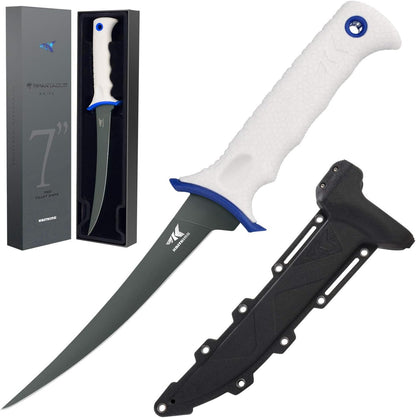 Spartacus Fillet Knife, Razor Sharp 8Cr14 Stainless-Steel Blade, Boning and Food Prep Knives, Durable/Comfortable Handles, Protective Sheath, Perfect for Fresh or Saltwater