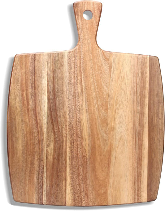 16.6"x13" Large Acacia Wood Cutting Board with Handle Big Wooden Charcuterie Boards Butcher Block Meat Cutting Boards for Kitchen Decor Bread Cheese Serving Platter Thick Teak Chopping Board Food Tray