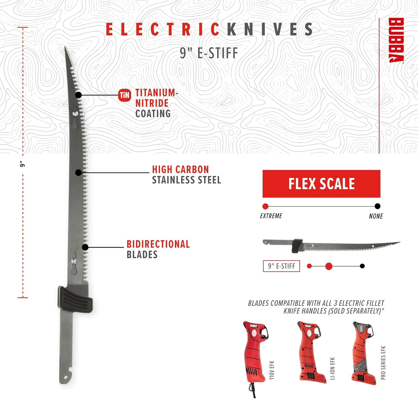 E-STIFF Electric Fillet Blade with Ti-Nitride Coated Hollow Stainless Steel Non-Stick Reciprocating Construction for Fishing and Outdoors