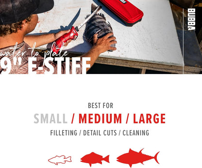 E-STIFF Electric Fillet Blade with Ti-Nitride Coated Hollow Stainless Steel Non-Stick Reciprocating Construction for Fishing and Outdoors