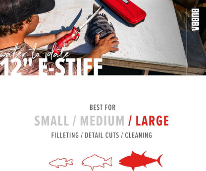 E-STIFF Electric Fillet Blade with Ti-Nitride Coated Hollow Stainless Steel Non-Stick Reciprocating Construction for Fishing and Outdoors