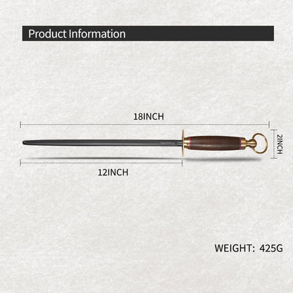 Professional Honing Rod, Black Carbon Steel, 12 Inch, Medium Grit Knife Sharpener with Storage Box NO.29 (12)
