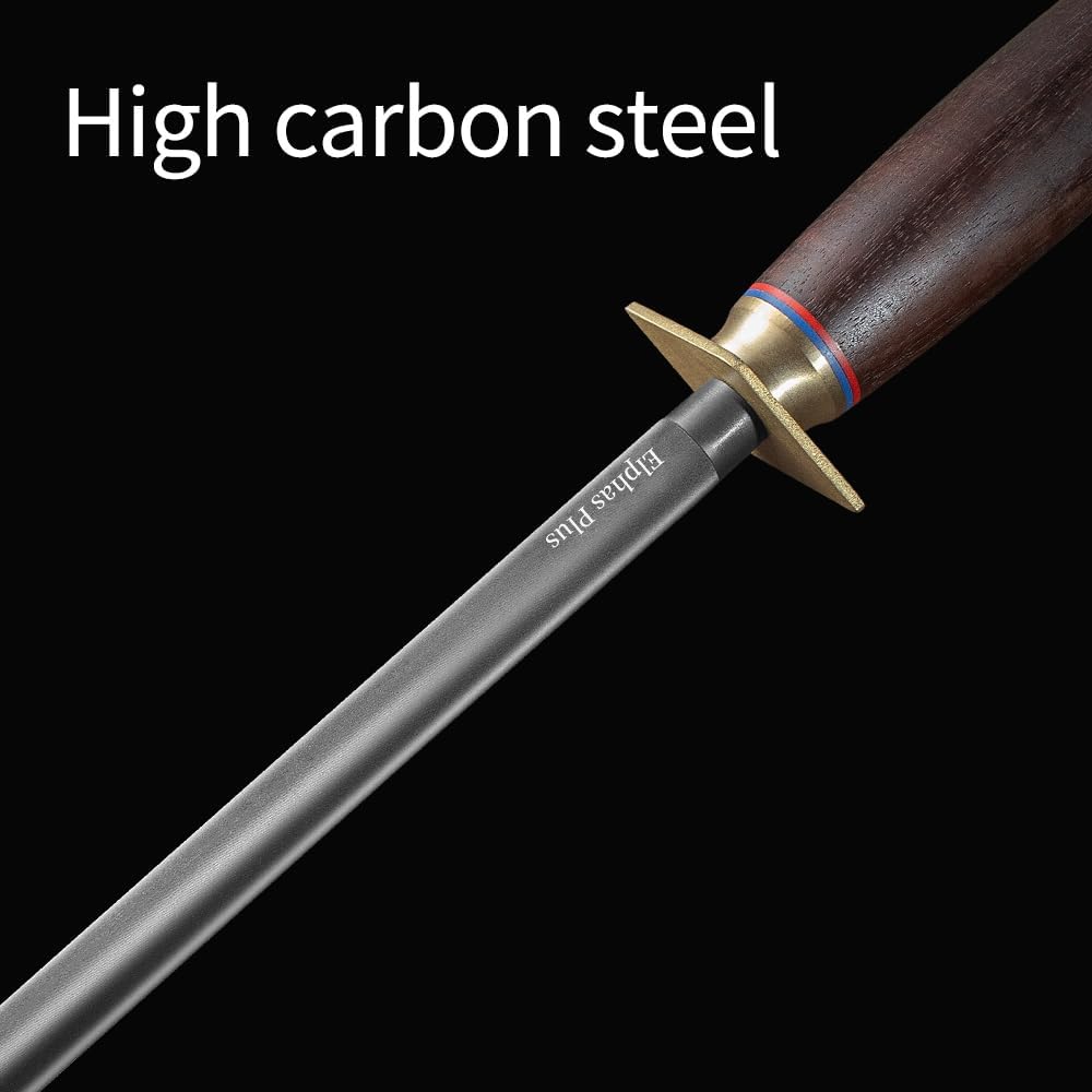 Professional Honing Rod, Black Carbon Steel, 12 Inch, Medium Grit Knife Sharpener with Storage Box NO.29 (12)