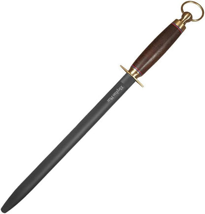 Professional Honing Rod, Black Carbon Steel, 12 Inch, Medium Grit Knife Sharpener with Storage Box NO.29 (12)