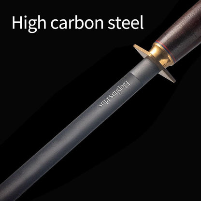 Professional Honing Rod, Black Carbon Steel, 12 Inch, Medium Grit Knife Sharpener with Storage Box NO.29 (12)