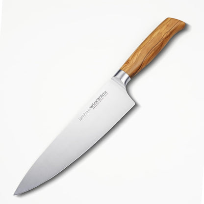 8” Chef Knife – Swedish Steel, Professional, Olive Wood | Ideal for meat, vegetables and daily prep. Hand wash only. Gift box included.