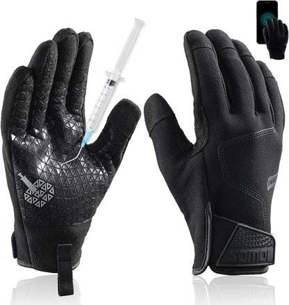 Level 3 Needle, Level 5 Puncture Resistant Work Gloves for Gardening, Touchscreen, Breathable, Grip Enhanced A7 Cut Resistant Safety Gloves, Black, Medium (M), 1 Pair