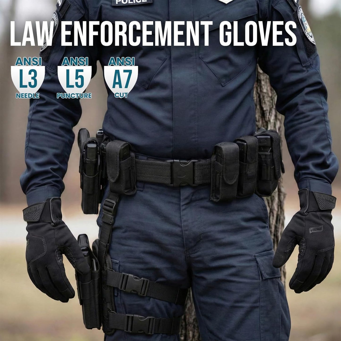 Level 3 Needle, Level 5 Puncture Resistant Work Gloves for Gardening, Touchscreen, Breathable, Grip Enhanced A7 Cut Resistant Safety Gloves, Black, Medium (M), 1 Pair